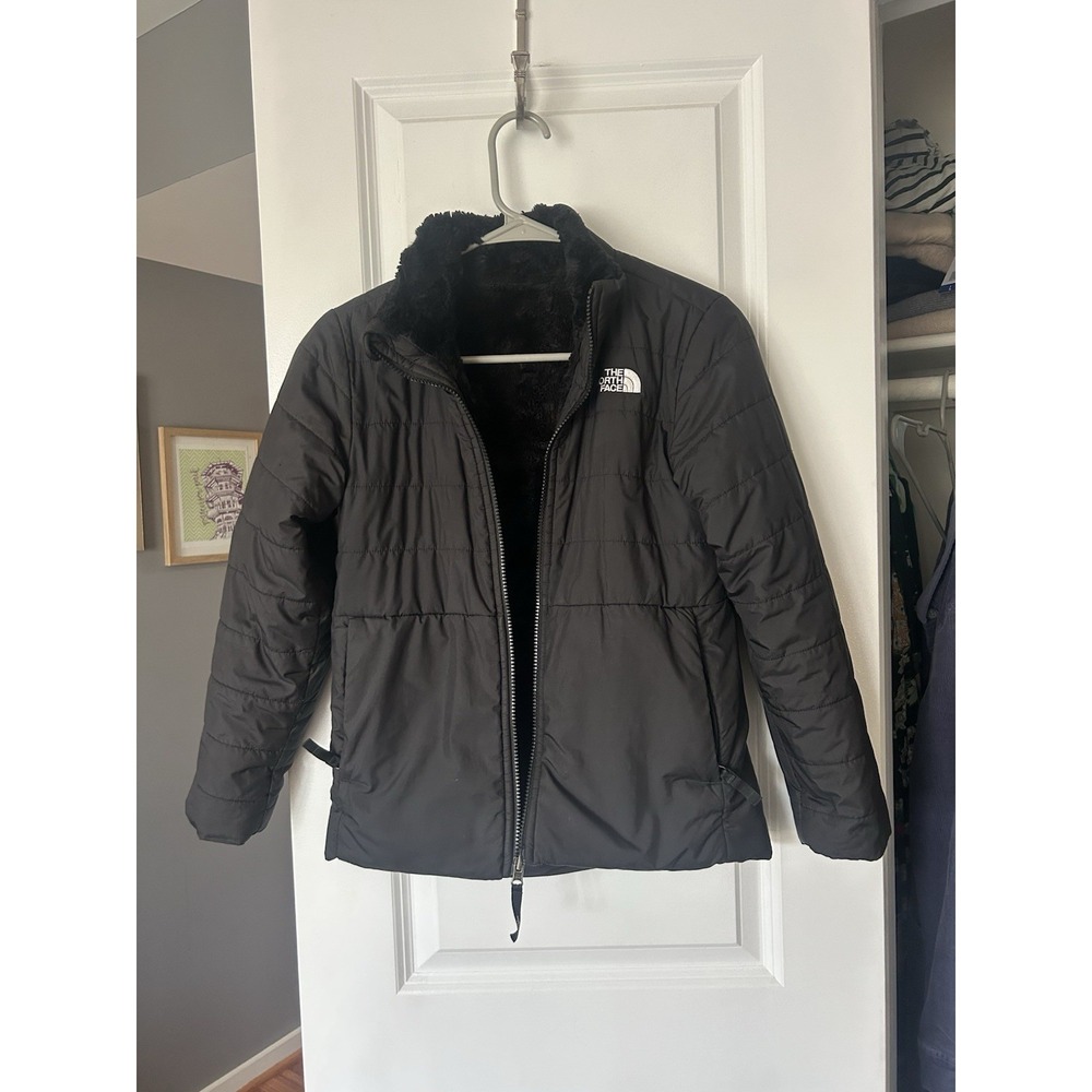 The North Face Girls Reversible Mossbud Jacket Black Youth Size Medium (10-12)